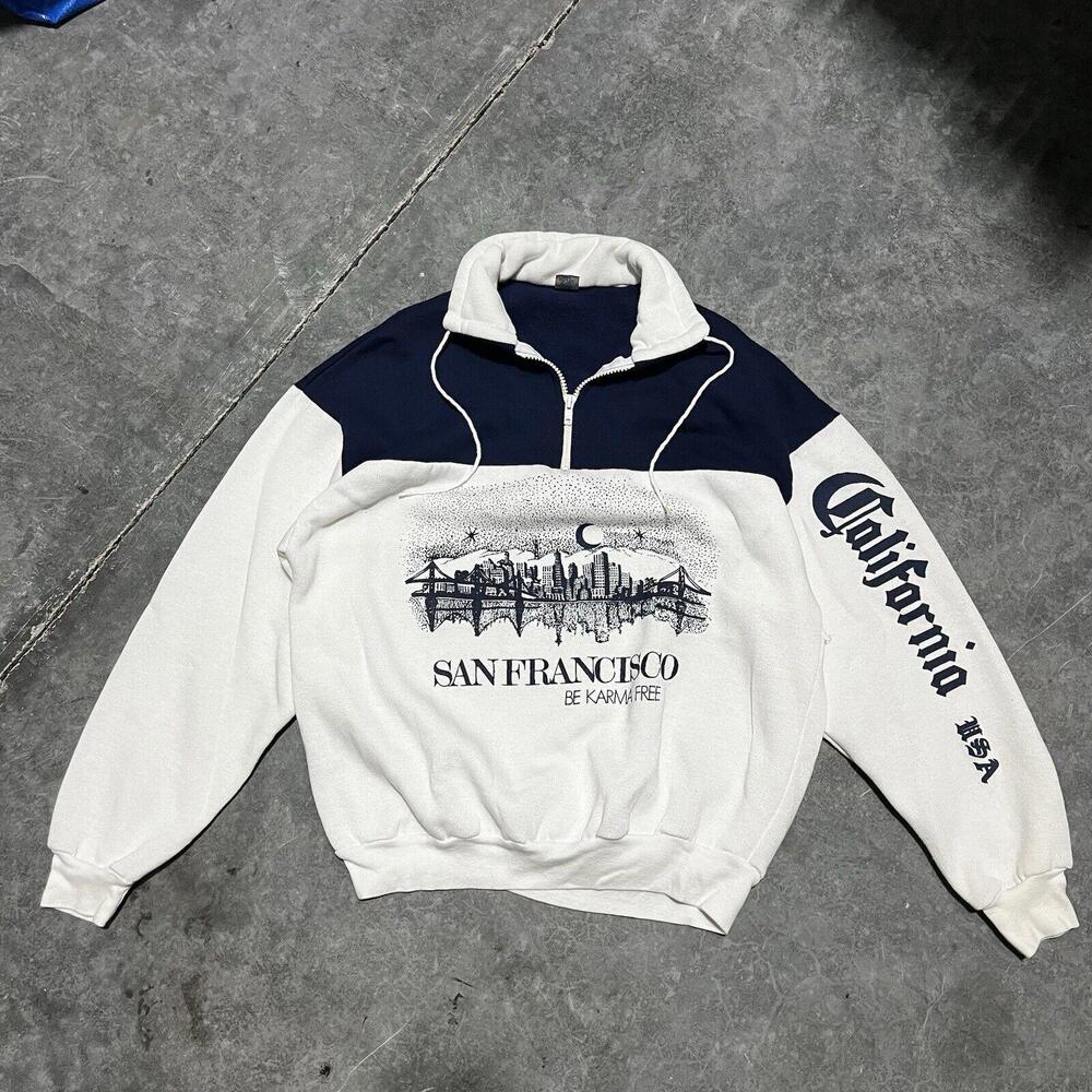 Vintage 90's San Francisco Quarter Zip Sweatshirt Men's Unisex L - Pre-Owned